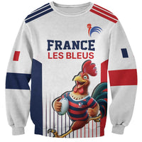 France Rugby Custom Sweatshirt Come on Les Bleus White Style