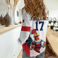 France Rugby Custom Women Casual Shirt Come on Les Bleus White Style