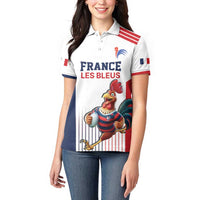 France Rugby Custom Women Polo Shirt Come on Les Bleus White Style