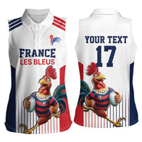 France Rugby Custom Women Sleeveless Polo Shirt Come on Les Bleus White Style