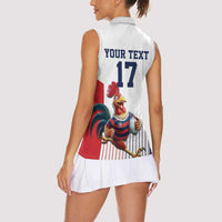 France Rugby Custom Women Sleeveless Polo Shirt Come on Les Bleus White Style