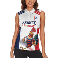 France Rugby Custom Women Sleeveless Polo Shirt Come on Les Bleus White Style