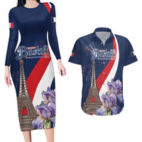 Personalized France Bastille Day Couples Matching Long Sleeve Bodycon Dress and Hawaiian Shirt Le 14 Juillet