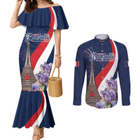 Personalized France Bastille Day Couples Matching Mermaid Dress and Long Sleeve Button Shirt Le 14 Juillet