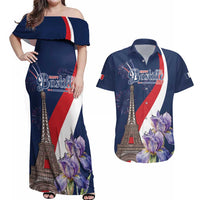 Personalized France Bastille Day Couples Matching Off Shoulder Maxi Dress and Hawaiian Shirt Le 14 Juillet