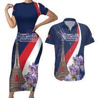 Personalized France Bastille Day Couples Matching Short Sleeve Bodycon Dress and Hawaiian Shirt Le 14 Juillet