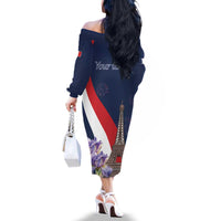 Personalized France Bastille Day Family Matching Off The Shoulder Long Sleeve Dress and Hawaiian Shirt Le 14 Juillet