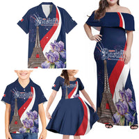 Personalized France Bastille Day Family Matching Off Shoulder Maxi Dress and Hawaiian Shirt Le 14 Juillet