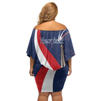 Personalized France Bastille Day Family Matching Off Shoulder Short Dress and Hawaiian Shirt Le 14 Juillet