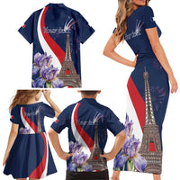 Personalized France Bastille Day Family Matching Short Sleeve Bodycon Dress and Hawaiian Shirt Le 14 Juillet