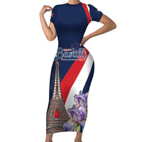 Personalized France Bastille Day Short Sleeve Bodycon Dress Le 14 Juillet