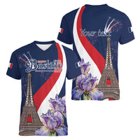 Personalized France Bastille Day Women V-Neck T-Shirt Le 14 Juillet