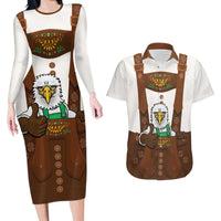 Lederhosen Costume Germany Couples Matching Long Sleeve Bodycon Dress and Hawaiian Shirt Bald Eagles With Traditional German Pattern