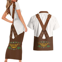 Lederhosen Costume Germany Couples Matching Short Sleeve Bodycon Dress and Hawaiian Shirt Bald Eagles With Traditional German Pattern