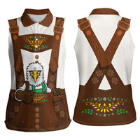 Lederhosen Costume Germany Women Sleeveless Polo Shirt Bald Eagles With Traditional German Pattern