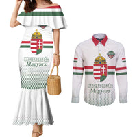 Custom Hungary Ice Hockey Couples Matching Mermaid Dress and Long Sleeve Button Shirt White Style Come on Magyars