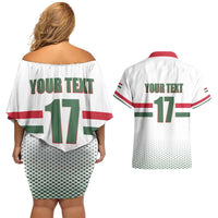 Custom Hungary Ice Hockey Couples Matching Off Shoulder Short Dress and Hawaiian Shirt White Style Come on Magyars