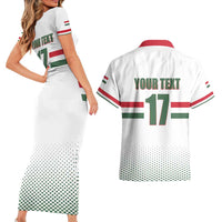 Custom Hungary Ice Hockey Couples Matching Short Sleeve Bodycon Dress and Hawaiian Shirt White Style Come on Magyars