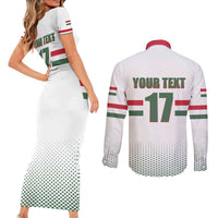 Custom Hungary Ice Hockey Couples Matching Short Sleeve Bodycon Dress and Long Sleeve Button Shirt White Style Come on Magyars