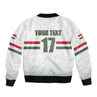 Custom Hungary Ice Hockey Sleeve Zip Bomber Jacket White Style Come on Magyars