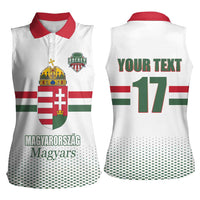 Custom Hungary Ice Hockey Women Sleeveless Polo Shirt White Style Come on Magyars