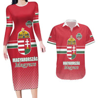 Custom Hungary Ice Hockey Couples Matching Long Sleeve Bodycon Dress and Hawaiian Shirt Red Style Come on Magyars