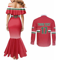 Custom Hungary Ice Hockey Couples Matching Mermaid Dress and Long Sleeve Button Shirt Red Style Come on Magyars