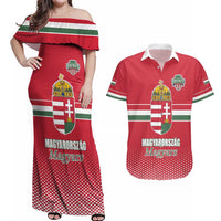 Custom Hungary Ice Hockey Couples Matching Off Shoulder Maxi Dress and Hawaiian Shirt Red Style Come on Magyars