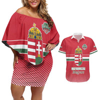 Custom Hungary Ice Hockey Couples Matching Off Shoulder Short Dress and Hawaiian Shirt Red Style Come on Magyars