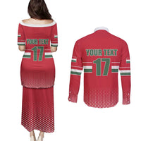 Custom Hungary Ice Hockey Couples Matching Puletasi and Long Sleeve Button Shirt Red Style Come on Magyars