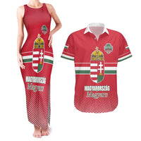 Custom Hungary Ice Hockey Couples Matching Tank Maxi Dress and Hawaiian Shirt Red Style Come on Magyars