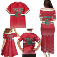 Custom Hungary Ice Hockey Family Matching Puletasi and Hawaiian Shirt Red Style Come on Magyars