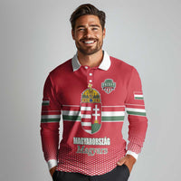 Custom Hungary Ice Hockey Long Sleeve Polo Shirt Red Style Come on Magyars