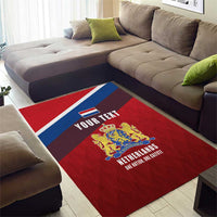Personalized Netherlands Lion Area Rug Nederland Flag and Coat of Arms