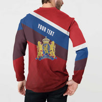 Personalized Netherlands Lion Button Sweatshirt Nederland Flag and Coat of Arms