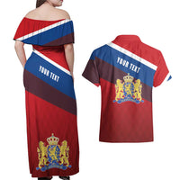Personalized Netherlands Lion Couples Matching Off Shoulder Maxi Dress and Hawaiian Shirt Nederland Flag and Coat of Arms