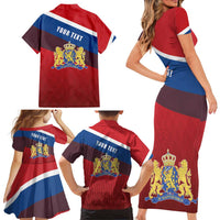 Personalized Netherlands Lion Family Matching Short Sleeve Bodycon Dress and Hawaiian Shirt Nederland Flag and Coat of Arms
