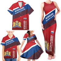 Personalized Netherlands Lion Family Matching Tank Maxi Dress and Hawaiian Shirt Nederland Flag and Coat of Arms