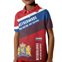Personalized Netherlands Lion Kid Polo Shirt Nederland Flag and Coat of Arms