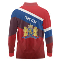Personalized Netherlands Lion Long Sleeve Polo Shirt Nederland Flag and Coat of Arms