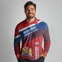 Personalized Netherlands Lion Long Sleeve Polo Shirt Nederland Flag and Coat of Arms