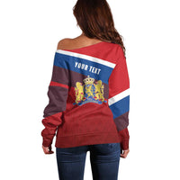 Personalized Netherlands Lion Off Shoulder Sweater Nederland Flag and Coat of Arms