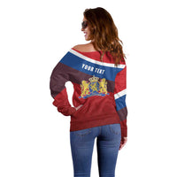 Personalized Netherlands Lion Off Shoulder Sweater Nederland Flag and Coat of Arms