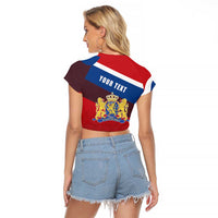 Personalized Netherlands Lion Raglan Cropped T Shirt Nederland Flag and Coat of Arms