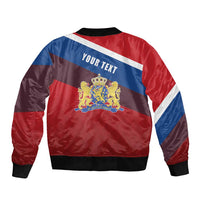 Personalized Netherlands Lion Sleeve Zip Bomber Jacket Nederland Flag and Coat of Arms