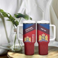 Personalized Netherlands Lion Tumbler With Handle Nederland Flag and Coat of Arms