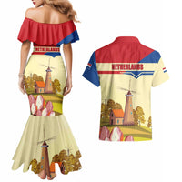Netherlands Lion and Knight Couples Matching Mermaid Dress and Hawaiian Shirt Tulips and Windmills