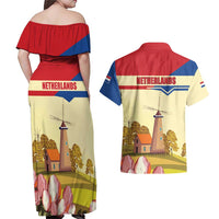 Netherlands Lion and Knight Couples Matching Off Shoulder Maxi Dress and Hawaiian Shirt Tulips and Windmills