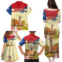 Netherlands Lion and Knight Family Matching Puletasi and Hawaiian Shirt Tulips and Windmills