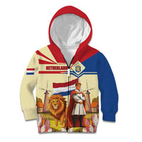 Netherlands Lion and Knight Kid Hoodie Tulips and Windmills